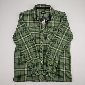O'NEILL Men's Super Fleece ICECAP Flannel Snap Button Green Small